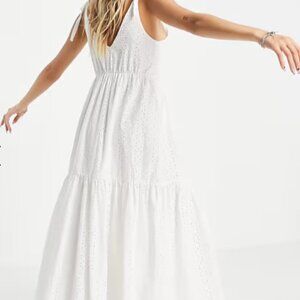 Topshop Eyelet Maxi dress in white